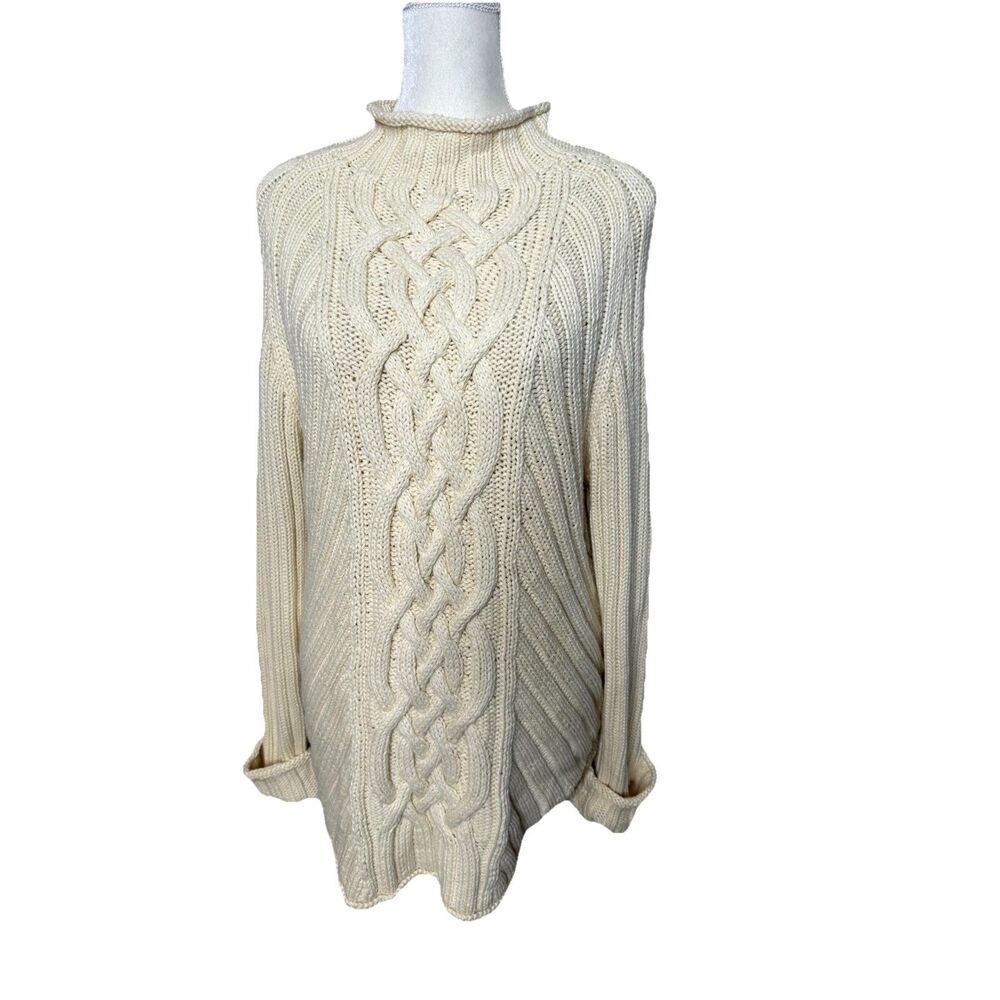 GAP Beige Cable Knit Turtleneck Sweater